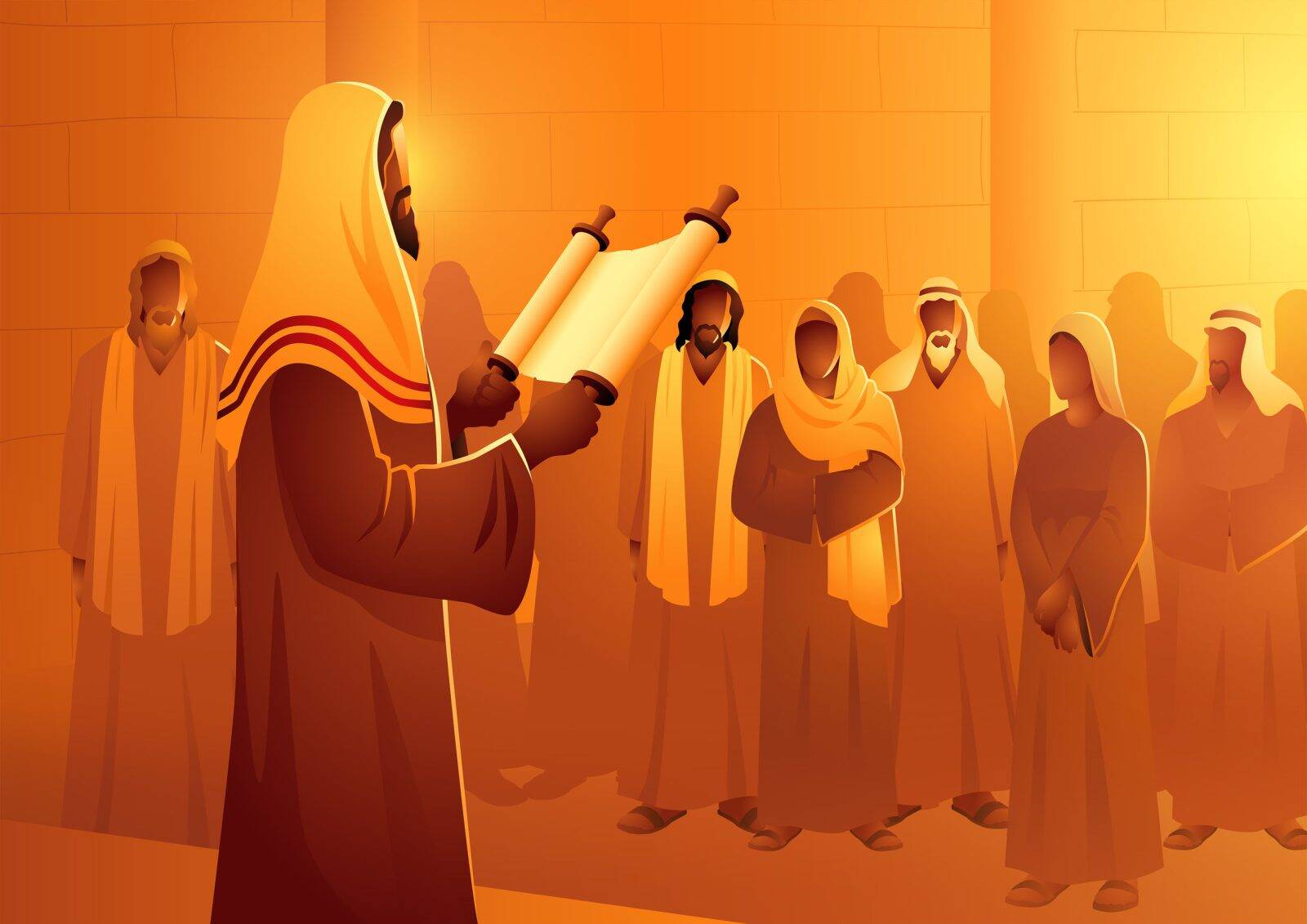 Jesus reading the scroll of the prophet Isaiah